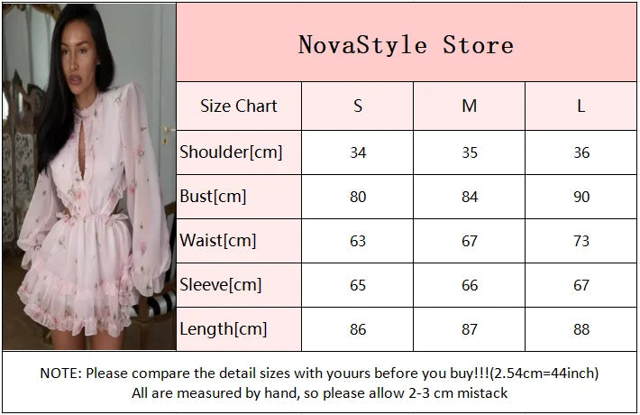 Floral Printed Backless Mini Dress Women Elegant O Neck Long Sleeved Ruffles A-line Dresses Summer Chic Female Holiday Vestido