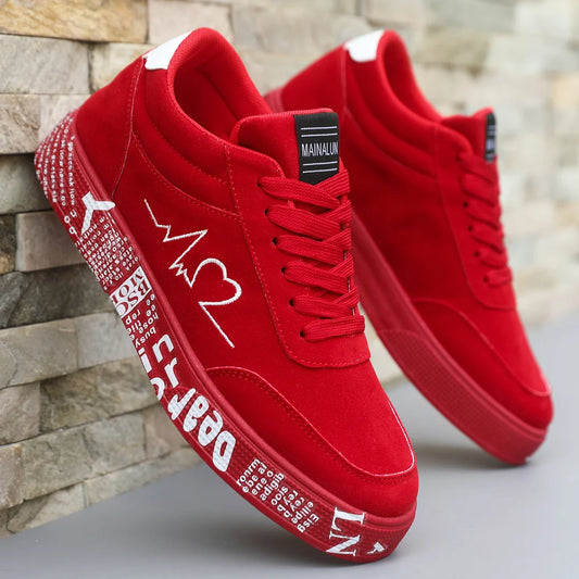 Men's Lightweight Casual Sneakers Black Red Outdoor Running