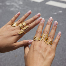 Uworld Minimalist Designer 18K Gold Color Plated Angel Wings Open Rings Trendy Waterproof Stainless Steel Jewelry кольцо женское