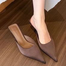 2025 Summer Minimally Pointed Women's Slippers Comfortable And Easy To Wear High Heel Slippers Fashionable Women's Shoes.