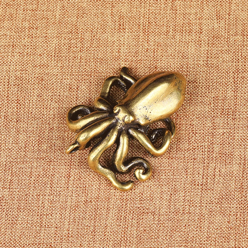 Brass Retro Octopus Cuttlefish Creative Marine Organism Office Desktop Ornament Accessories Small Tea Pet  Souvenir Gifts