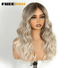 Freedom 6x4 Lace Front Wigs Ombre Brown Blonde Wavy Bangs