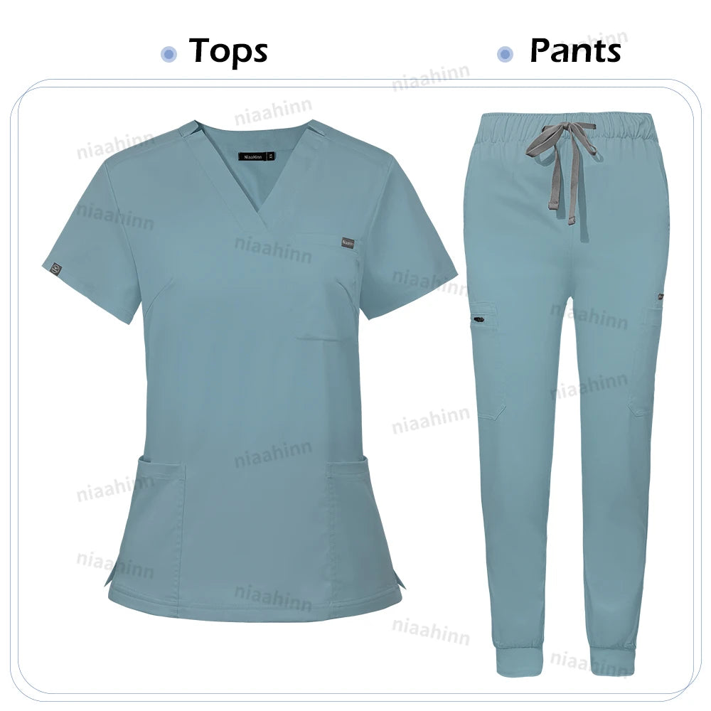 Scrub Sets Uniform Women Joggers Medical Accessories Healthcare Surgical Uniforms Lab Veterinary Clinic Working Clothes Set Mens
