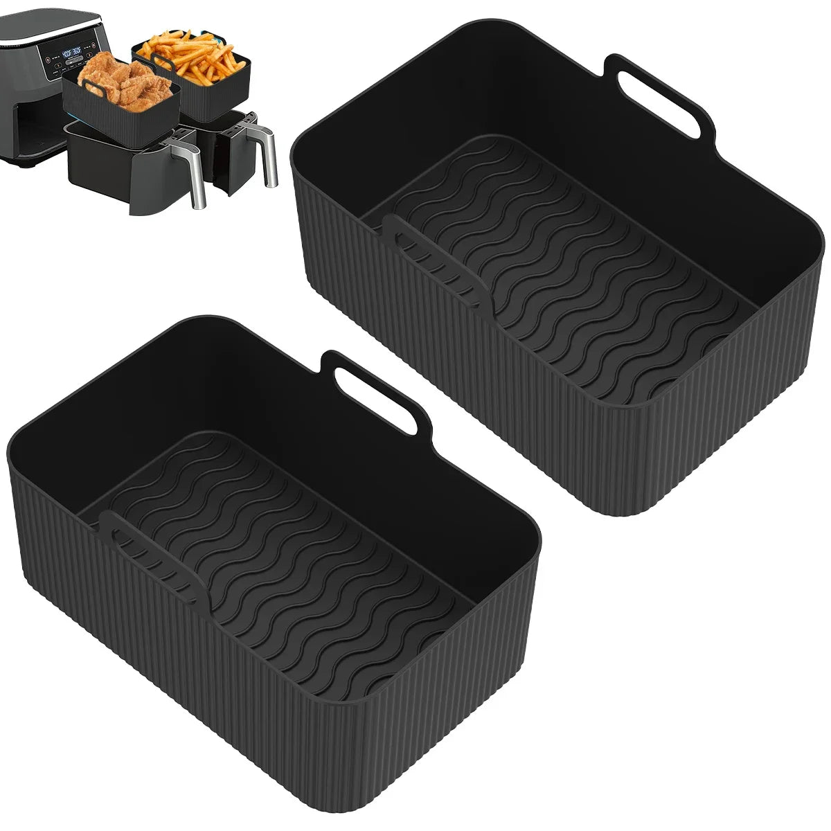 2Pcs Air Fryer Silicone Liner for Ninja Dual Air Fryer Accessories Reusable Baking Pan Basket Oven Pot Liner Kitchen Accessories