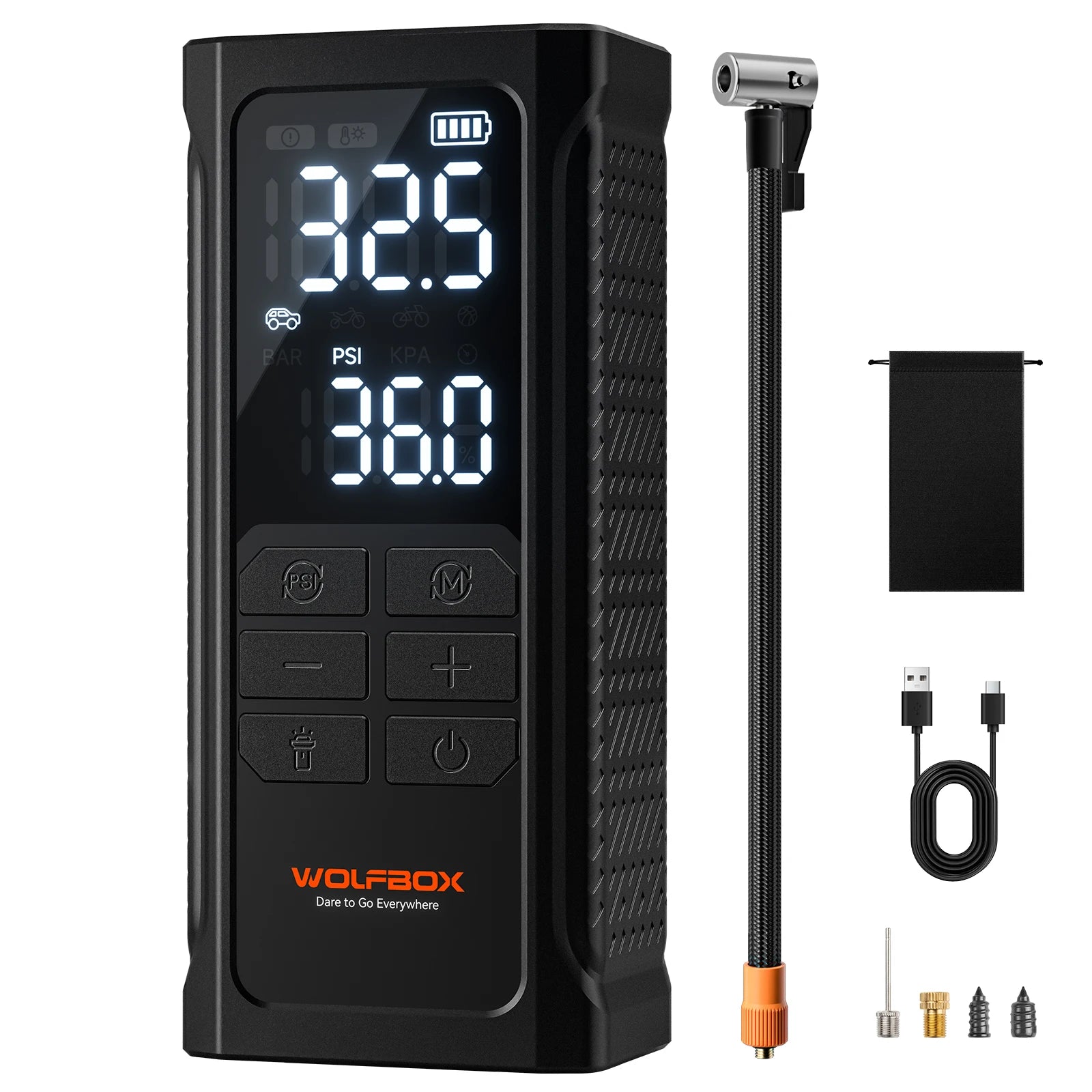 WOLFBOX HF19 Wireless Tire Inflator Pump 150PSI 5800mAh Portable Car Air Compressor Air Pump for Moto Bike Car Tyre Balls