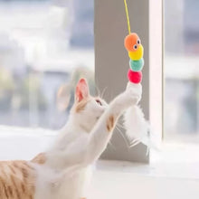 Pet Teasing Stick Kitten Self Hi Elastic Rope Cat Toy Feather Bell Teasing Stick Hanging Swing Toy