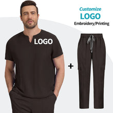 Top+pant Medical Uniform Hospital Surgery Scrub Set Unisex Short Sleeve Pet Shop Doctor Nurse Nursing Suit Lab Workwear Add Logo