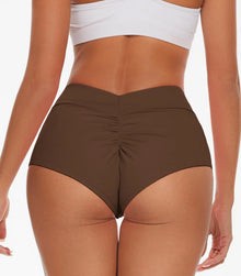 Womens Booty Shorts High Waist V Back Scrunch Workout Yoga Gym Shorts Dance Fitness Running Hot Pants Butt Lifting Rave Bottoms