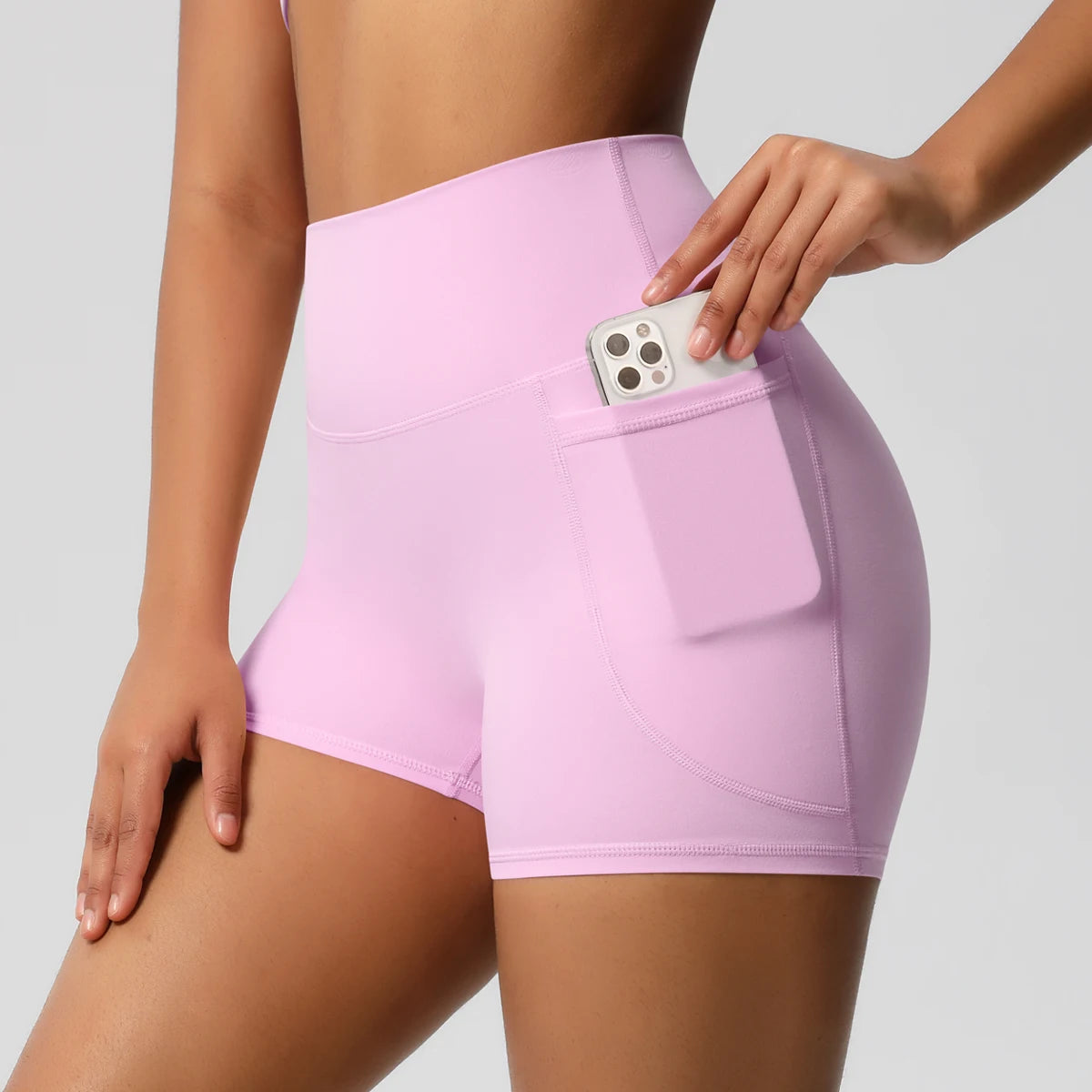 Women Sports Short With PocketedYoga Legging Shorts Squat Proof High Waist Fitness Tight Shorts Quick Drying Cycling Workout Gym