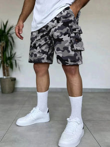 Summer Men's Cargo Shorts Loose Casual Elastic Waist Outdoor Jogging Tactical Shorts Multi-pockets Male Work Hiking Short Pants