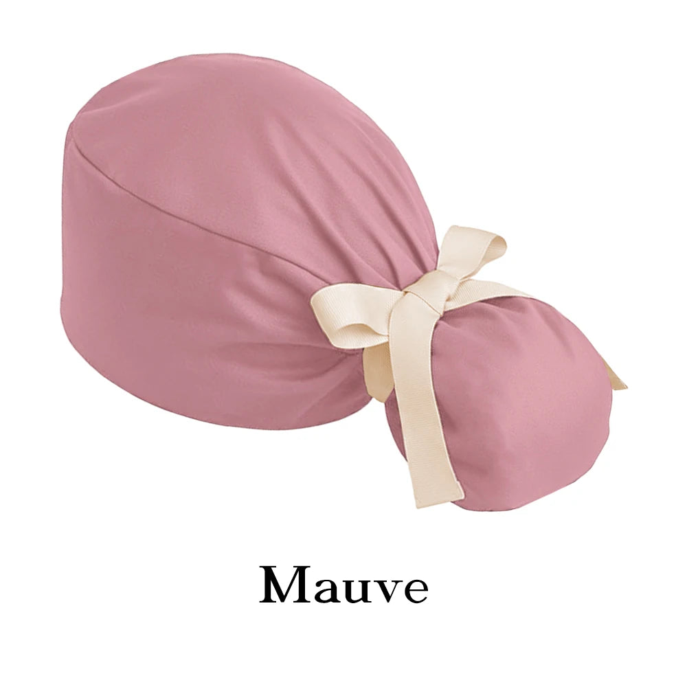 Ponytail Working Caps with Satin Lining for Women TOOTH Pet Doctor Nurse Scrubs Hat Stretch Long Hairs Nursing Caps C-TL-02