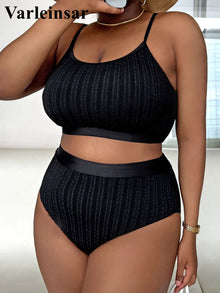 Plus Size Ribbed Bikini Set For Women 0XL To 4XL Swimsuit
