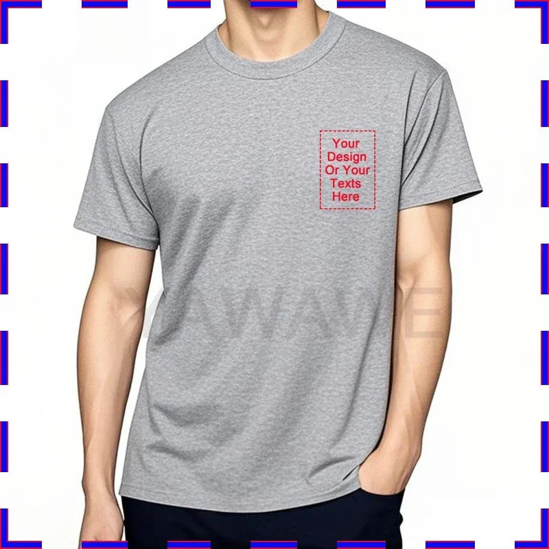 Customized Tee Shirt Your Text Here Premium Cotton Comfortable Men Tshirt Bigger Size O Neck Fashion Perfect Gift summer tees