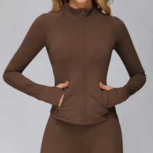 Women Stand Up Collar Zip Jacket Yoga Long Sleeve Gym Wear
