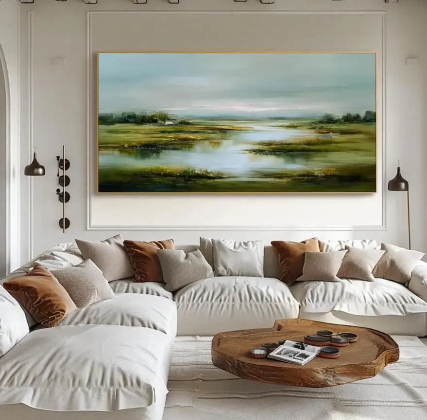 100% Handmade Abstract Oil Painting Original Gold Forest Landscape Wall Art Picture Large Mural For Home Living Room Decor Image
