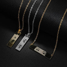 Letdiffery Custom Engraved Eyes Necklaces for Women Men Stainless Sreel Laser Carve Photo Names Square Pendant Jewelry Gifts