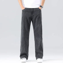 Men's Loose Jeans Summer Fashion Drape Soft Fabric Ultra Thin Pants Wide Legs Ice Silk Lyocell Business Straight Denim Trousers