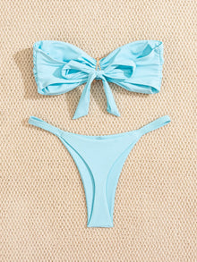 Sky Blue Starfish Thong Bikini Set Push Up Bandeau Two Piece