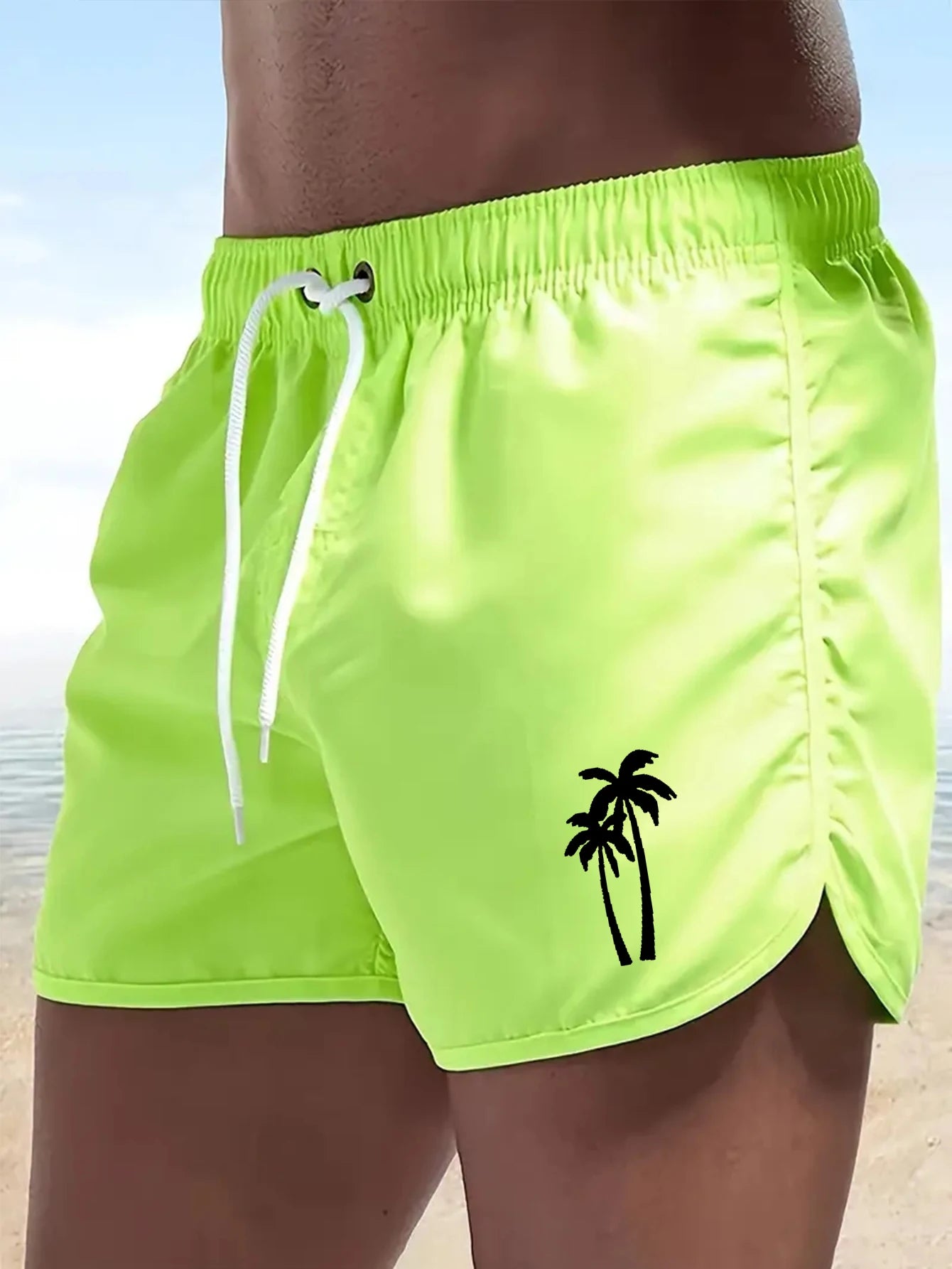 Men's Beach Shorts, Urban Swimwear with Print, Casual Running Pants, Lightweight Quick Drying Shorts for Swimming, Surf, Summer