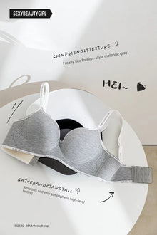 Women's Letter Shoulder Strap Gathered Bra Seamless Comfortable Underwear Without Steel Ring Skin-Friendly Fashion Underwear New