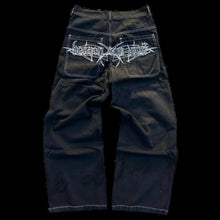 Retro Skull Embroidery Y2K Jeans Mens Hip Hop Washed Baggy Denim Pants New Straight Casual Loose Wide Leg Trouser Streetwear