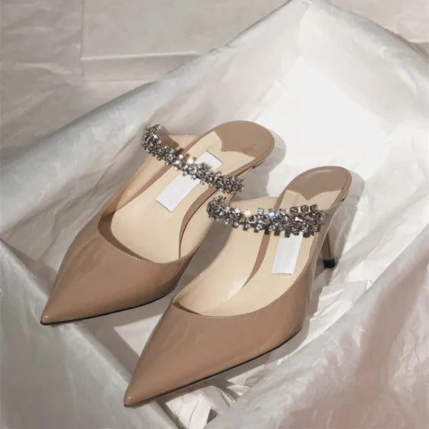 2026 Fashion Women Slippers Pointed Toe High Heels Sandals Sexy Stripper Party Slides Mule Ladies Shoes Slingbacks Slides