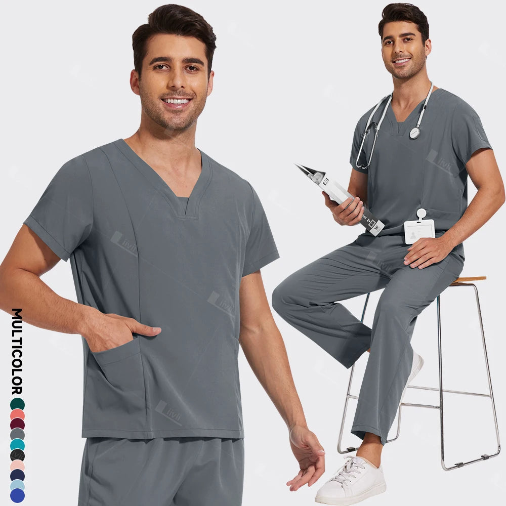 Newest Nursing Surgical Uniforms Woman Doctor Nurse Uniforms Men Straight Pants Scrub Set Medical Clothing Beauty Salon Workwear