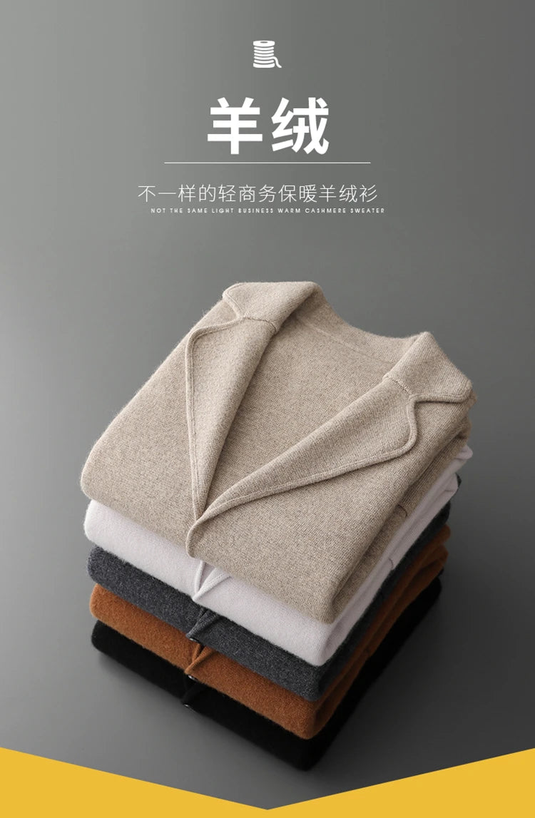 New Autumn and Winter Cashmere Sweater Large Size Men's Thickened Cashmere Knitted Cardigan Casual Jacket Top