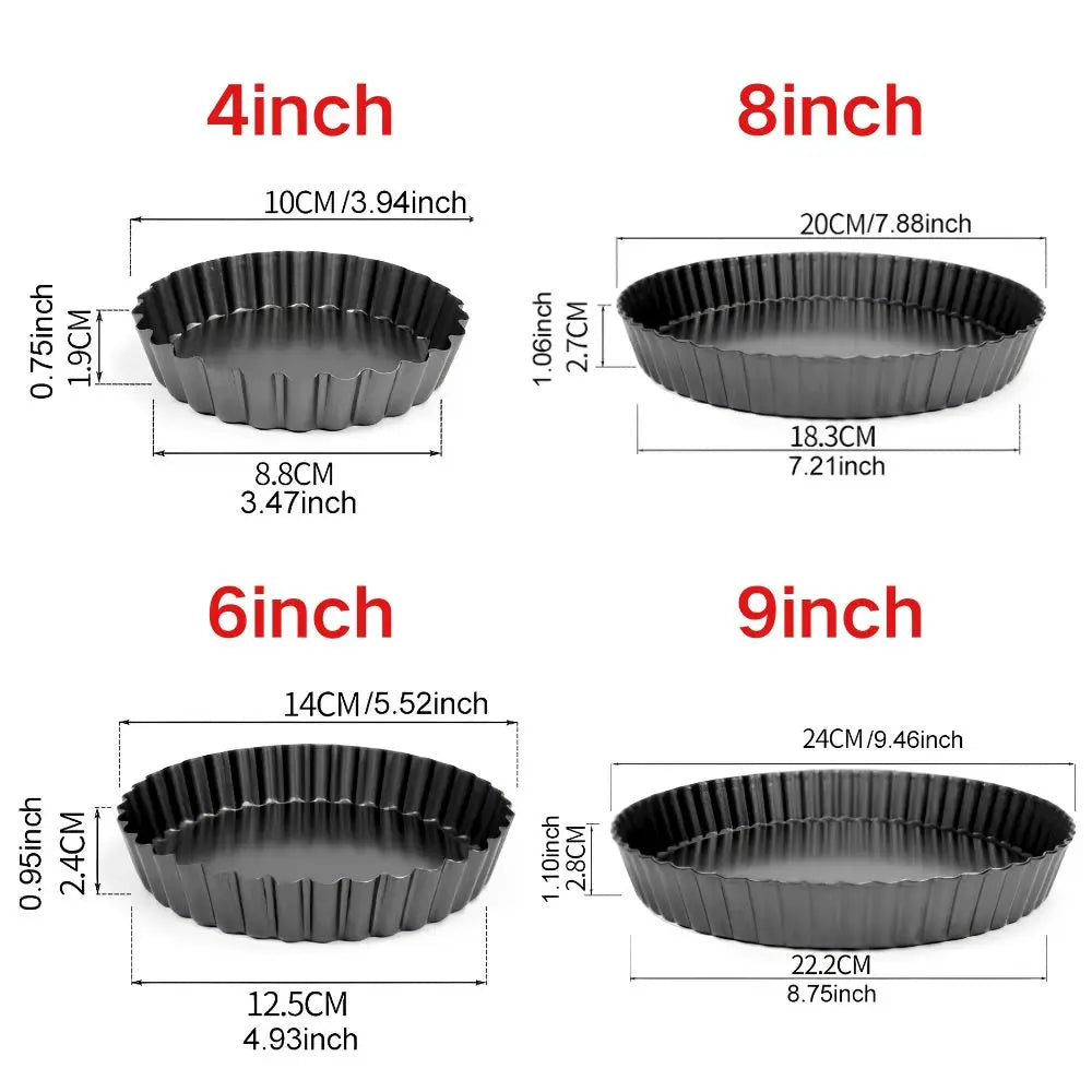 4/6/8/9 Inch Non-Stick Tart Pan Set with Removable Bottom for Quiches, Mini Cakes, Pizzas & Pastries, Ideal for Home Baking YMY