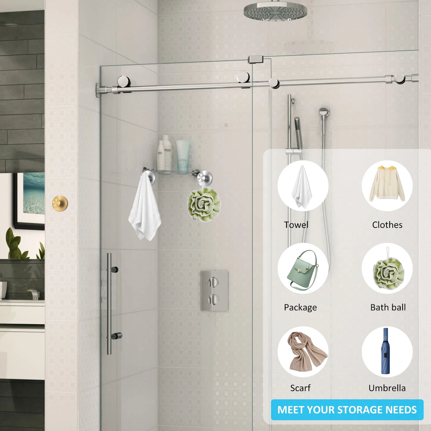 2/4PCS Heavy Duty Vacuum Suction Cup Hooks No Drilling Super Suction Cup HangerRobe Coat Wreath Hook for Shower Kitchen Bathroom