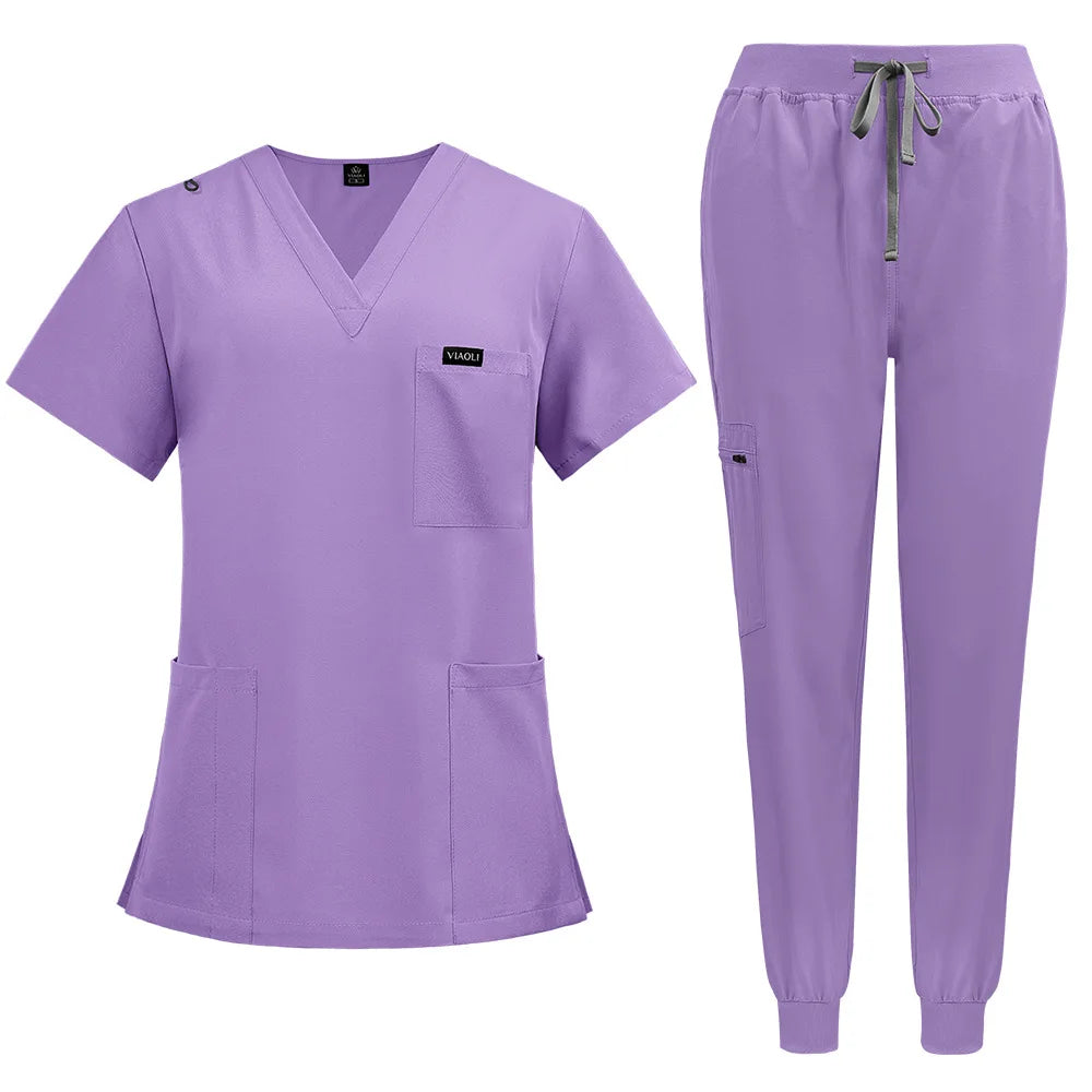 Unisex short sleeved surgical scrub set, skin care and operating room medical staff uniforms, isolation gowns