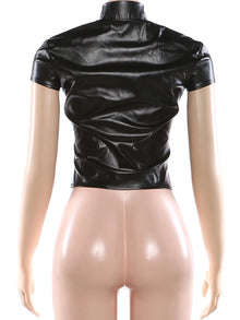 Haut court Weird Puss pour femme, col montant, simple boutonnage, sexy, sauvage, élégant, uni, style gothique punk, moulant, streetwear de nuit