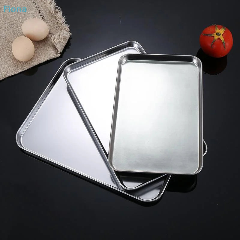 ☭Rectangular Stainless Steel Baking Sheets - Professional Oven Safe Trays for Cooking, Baking and Meal Prep