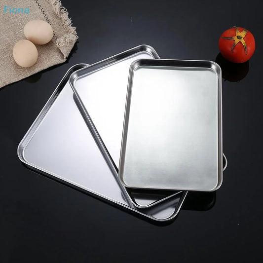 ☭Rectangular Stainless Steel Baking Sheets - Professional Oven Safe Trays for Cooking, Baking and Meal Prep