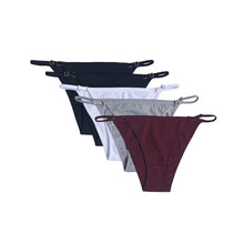 5Pcs/set Cotton Panties Women Low Waist Adjustable Metal Slider Straps Bikini Briefs Breathable No Show Ladies Daily Underwear