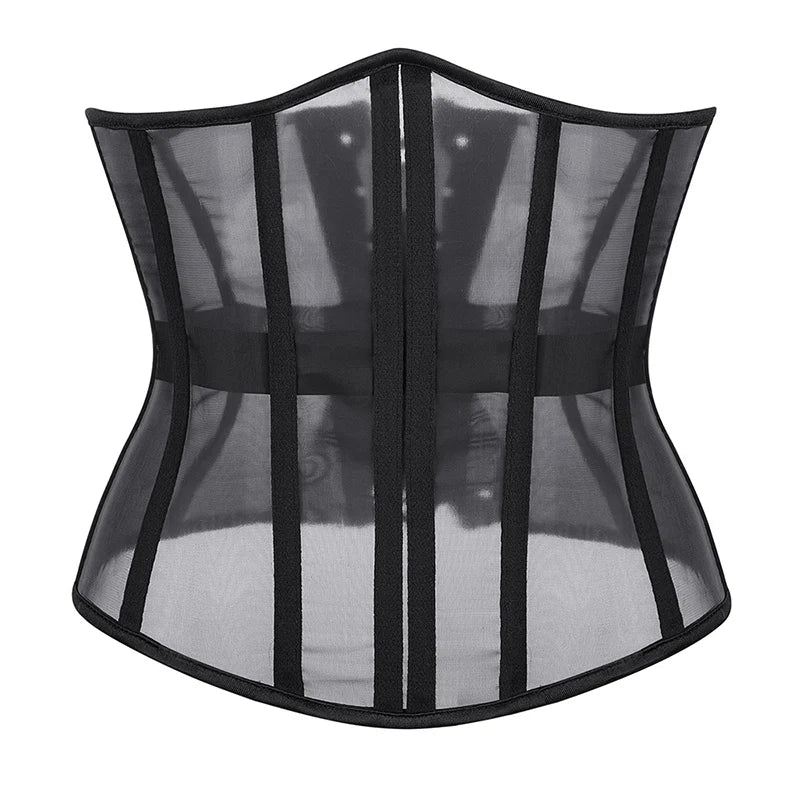 Women Underbust Bustiers Sexy Corset Top Mesh Breathable Lace Up Body Shaper Waist Trainer Sexy Corselet