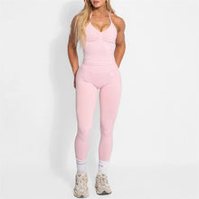 Women's Yoga Set Bum Balance Fitted Halter Tops & Shaping Pants 2pcs Yoga Sportwear Workout Gym Clothing High Waist Leggings Set