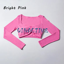 QINACTIVE Women Yoga Crop Top Long Sleeve Shirts Fitness