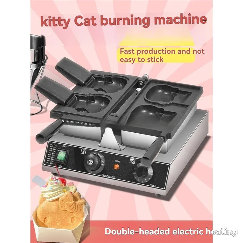 New Ice Cream Cone Kitty Waffle Machine 220V Electric Kitty Cat Bread Waffle Machine Open Mouth Waffle Maker Machine