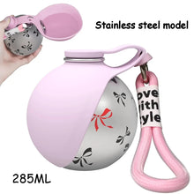 2-in-1 Portable Dog Water Bottle for Small Dogs - Leak-Proof & Compact Dog Travel Water Bottle -Stainless Steel Bottle & Silicon