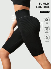 Women High Waist Seamless Slim Shorts Stretchy Push Up Butt Linear Aesthetic Yoga Shorts Knitted Workout Running Leggings