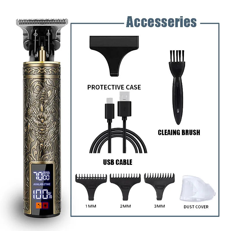 T9 Electric Hair Trimmer USB Shaver 0mm Bald Fade Portable