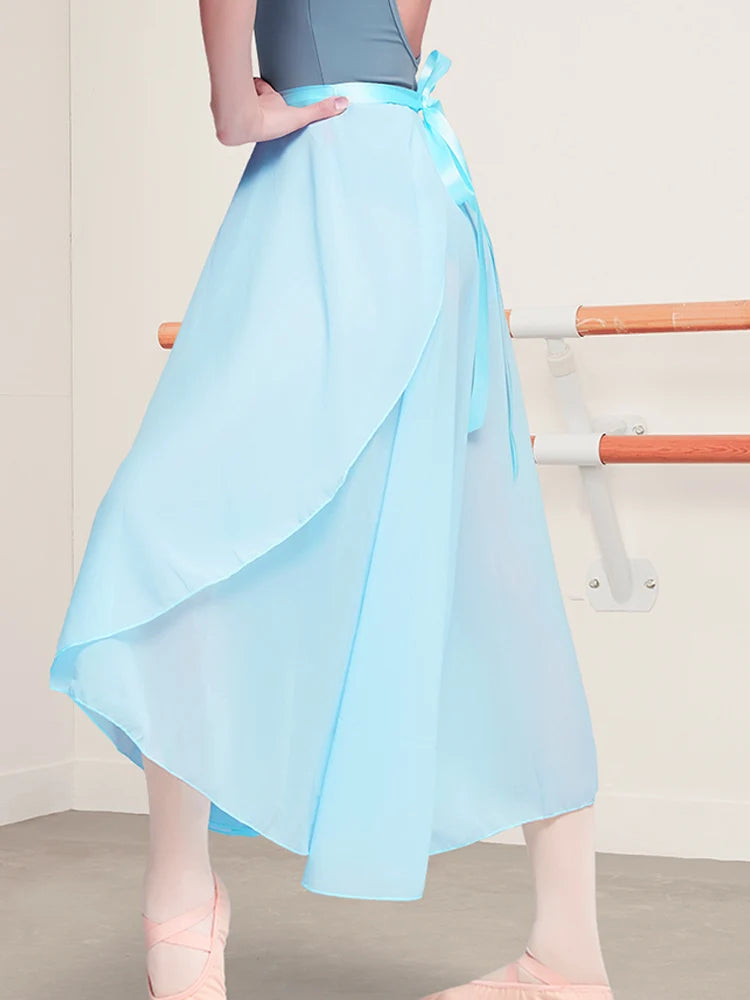 Adult Ballet Wrap Skirt for Women Soft Chiffon Dance Practice Skirt Ballet Class Performance Cover Up