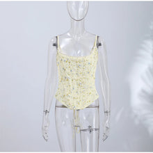 Floral Printed Fish-bone Tank Tops Women's Slim Sleeveless Back Lace-up Waist-cinching Blouses 2026 New Ladies Summer Outfit
