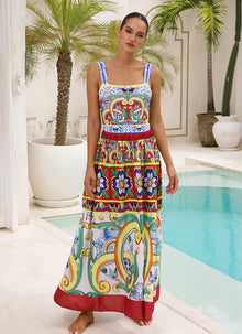 2024 Vintage Printed One Piece Swimsuit Women Beachwear