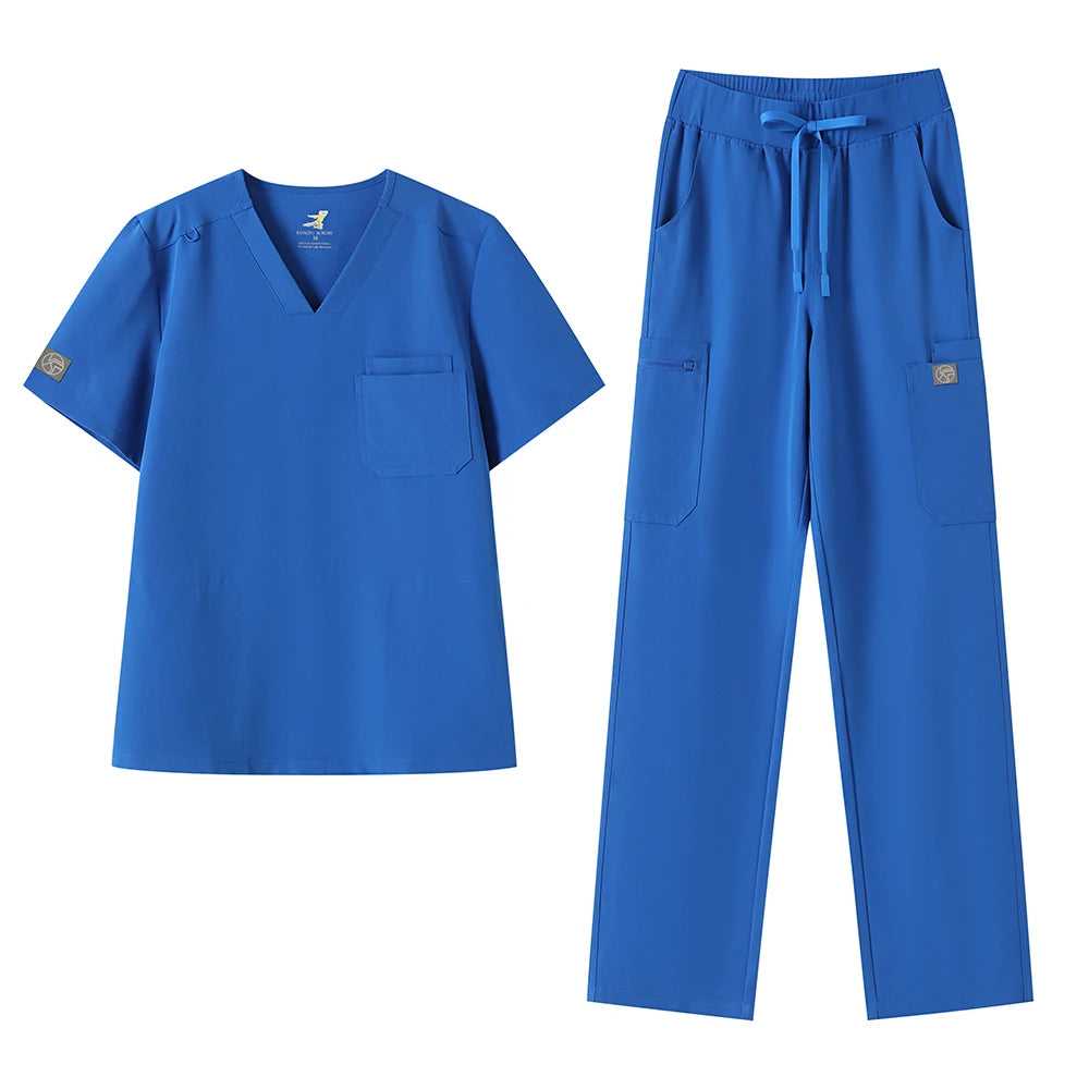 KUNGFU SCRUBS Mens Uniforms Medical Surgical Scrubs Set Short Sleeve V-Neck Top & Pants Soft Breathable Stretch Nursing Workwear