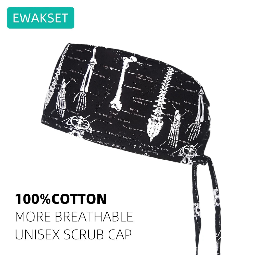 Cotton Unisex Scrub Cap with Sweatband Adjustable Surgical Cap for Women Men Doctor Nurse Clinic Hospital orthopedics Hat