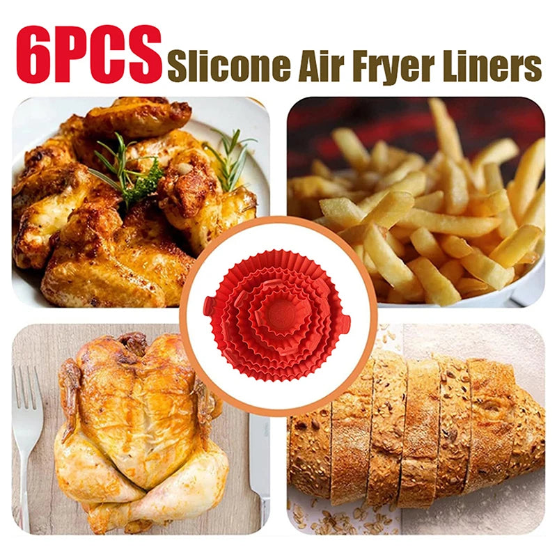 Air Fryer Silicone Tray Baking Mat Fried Basket Liner Pot Holder Grill Pan Replacement Bakeware Pizza Pan for Healthy Cooking