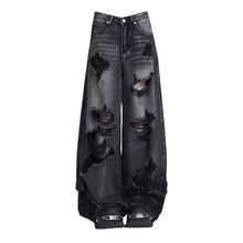 High Street Vintage Black Ripped Jeans Fashion Wide Leg Pants Women'S High Waisted Straight Leg Pants Baggy Pants Y2k Jeans