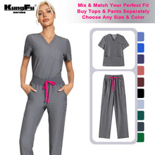 KUNGFU SCRUBS Women Nurse Scrubs Medical Uniform Top Antibacterial Soft Wrinkle-resistant Waterproof T-shirt Pencil Pants